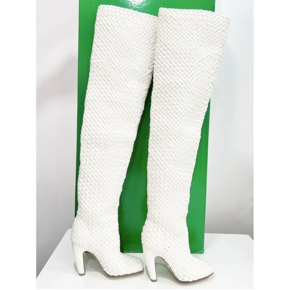 bottega veneta intrecciato woven lambskin Thigh high boots